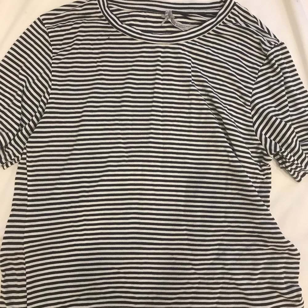 Soft Black & White Striped Top
